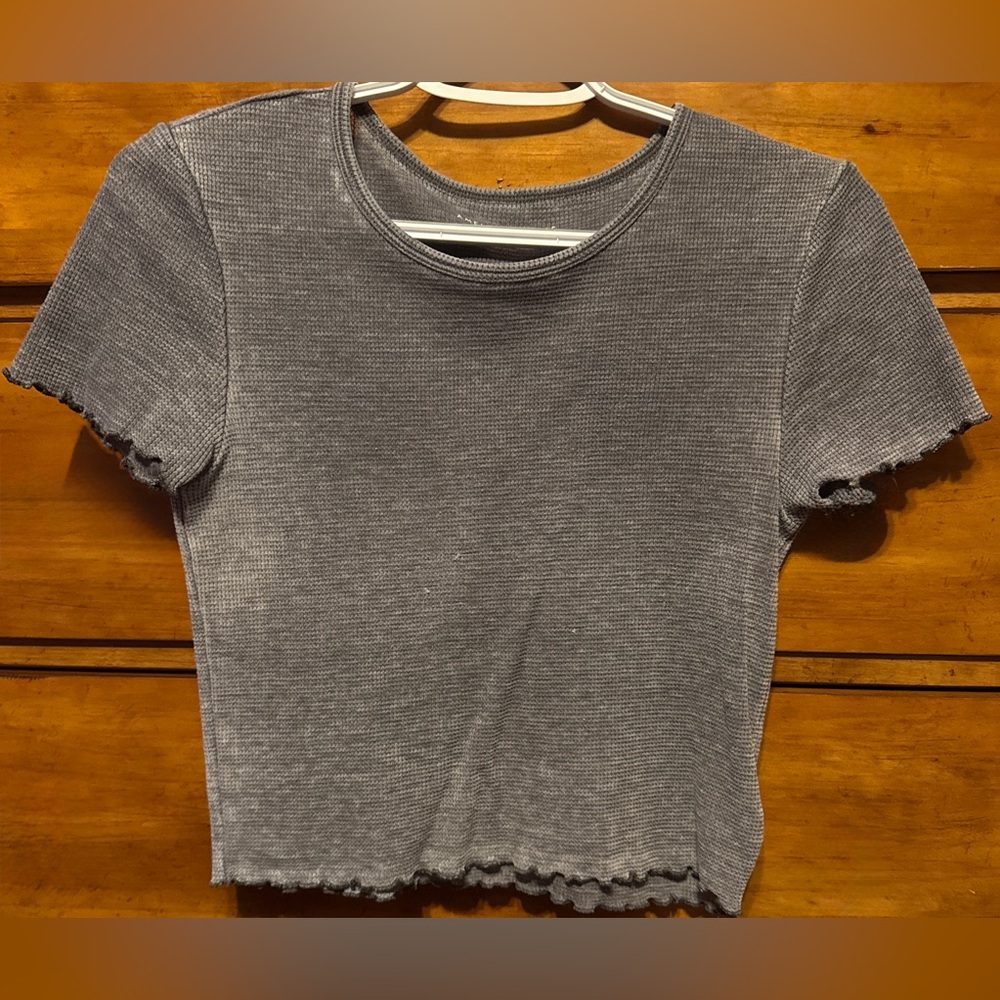 American Eagle Outfitters Gray Ribbed Crop Top